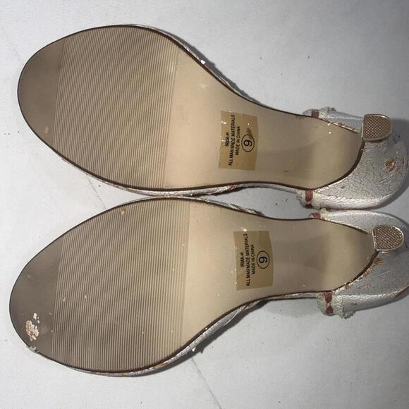 Y2K Delicious White Pink Lace Bows Ribbon Trim Stripper Peep Toe Pumps Size 9 - Picture 13 of 15